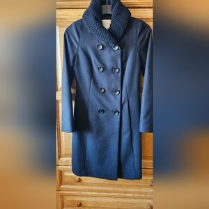 Jessica Simpson Double Breasted Knit Collar Peacoat in Black size small.
